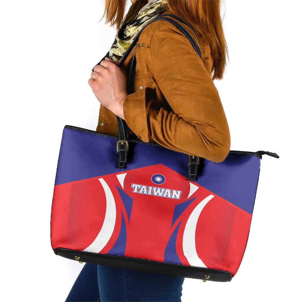 Custom Taiwan Leather Tote Bag Taiwanese Sporty Flag Style - Wonder Print Shop