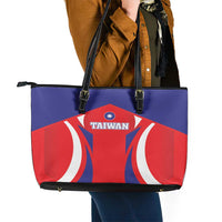 Custom Taiwan Leather Tote Bag Taiwanese Sporty Flag Style - Wonder Print Shop