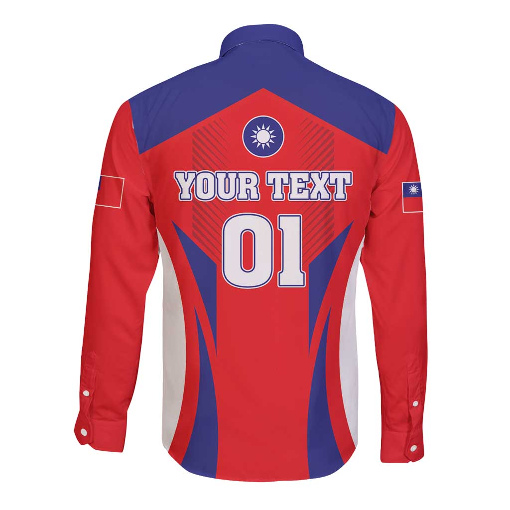 Custom Taiwan Long Sleeve Button Shirt Taiwanese Sporty Flag Style - Wonder Print Shop