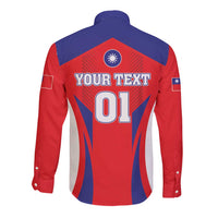 Custom Taiwan Long Sleeve Button Shirt Taiwanese Sporty Flag Style - Wonder Print Shop
