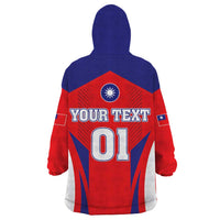 Custom Taiwan Wearable Blanket Hoodie Taiwanese Sporty Flag Style - Wonder Print Shop