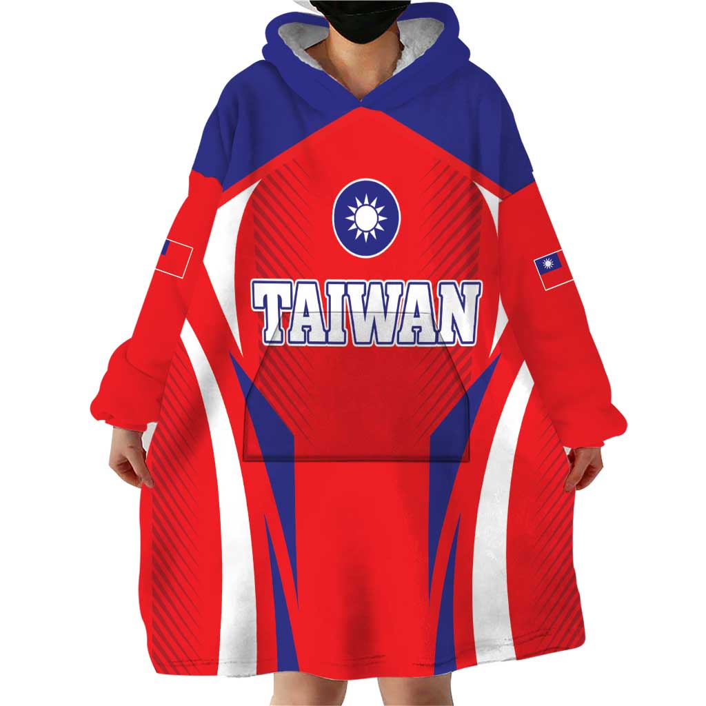 Custom Taiwan Wearable Blanket Hoodie Taiwanese Sporty Flag Style - Wonder Print Shop