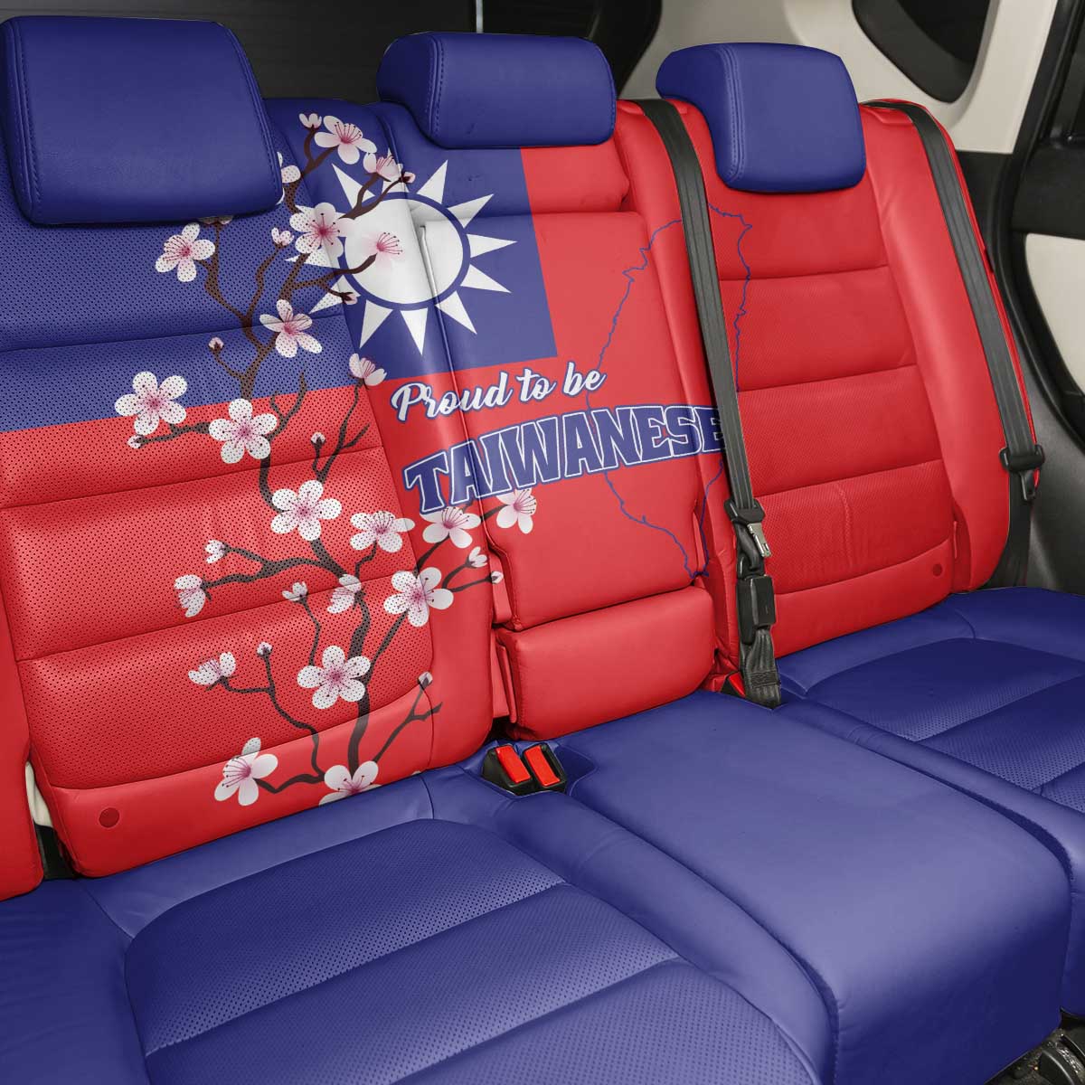 Personalized Proud To Be Taiwanese Back Car Seat Cover Flag Map Plum Blossom - Wonder Print Shop