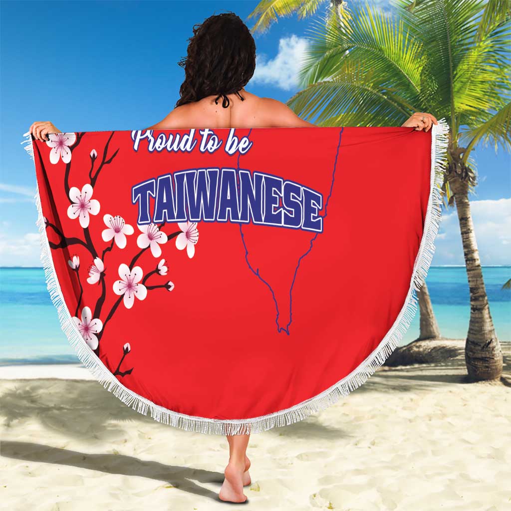 Personalized Proud To Be Taiwanese Beach Blanket Flag Map Plum Blossom - Wonder Print Shop