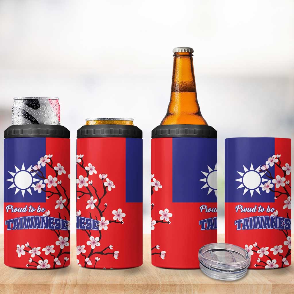Proud To Be Taiwanese 4 in 1 Can Cooler Tumbler Flag Map Plum Blossom - Wonder Print Shop