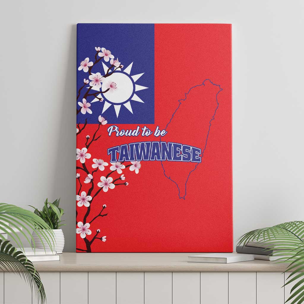 Personalized Proud To Be Taiwanese Canvas Wall Art Flag Map Plum Blossom - Wonder Print Shop