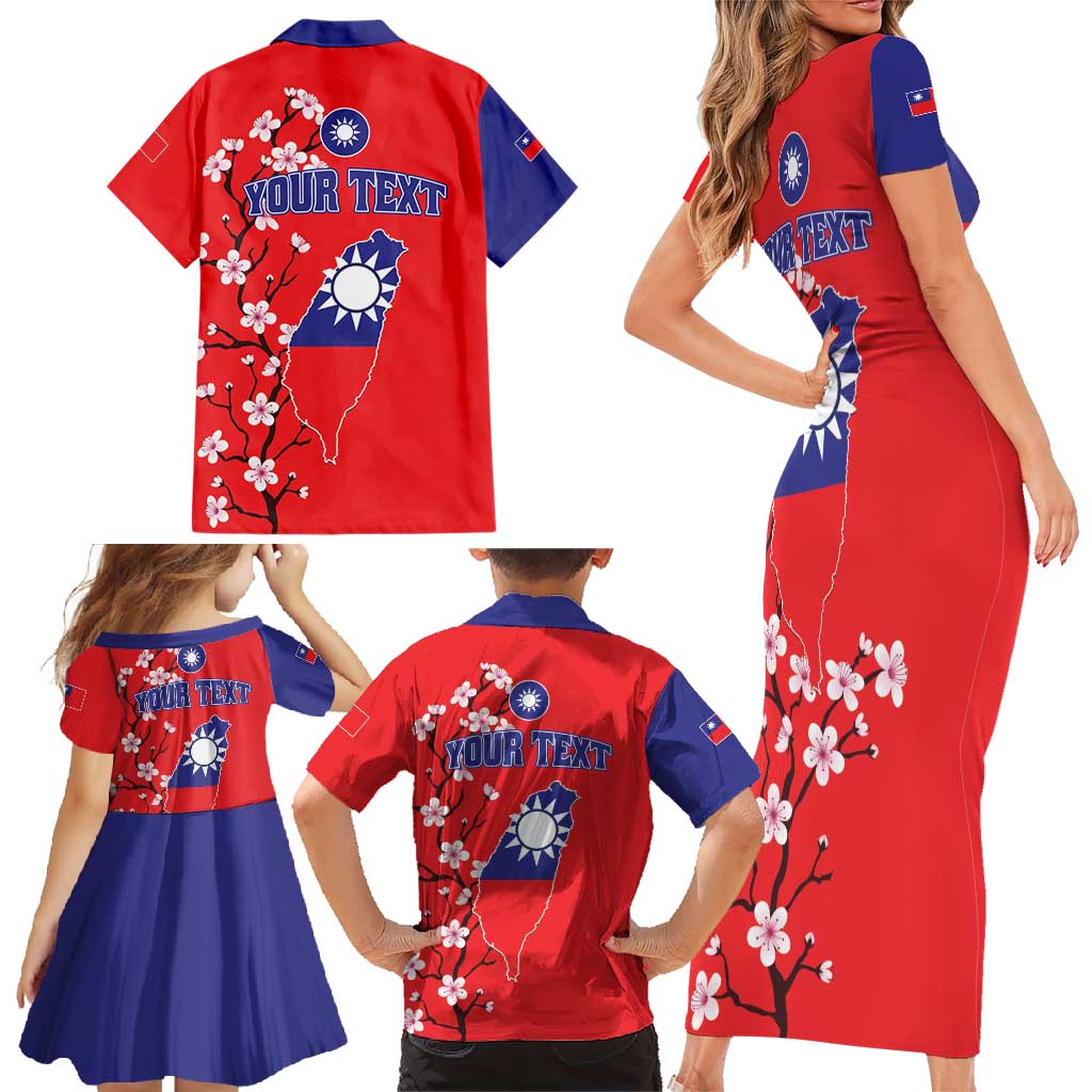 Personalized Proud To Be Taiwanese Family Matching Short Sleeve Bodycon Dress and Hawaiian Shirt Flag Map Plum Blossom - Wonder Print Shop
