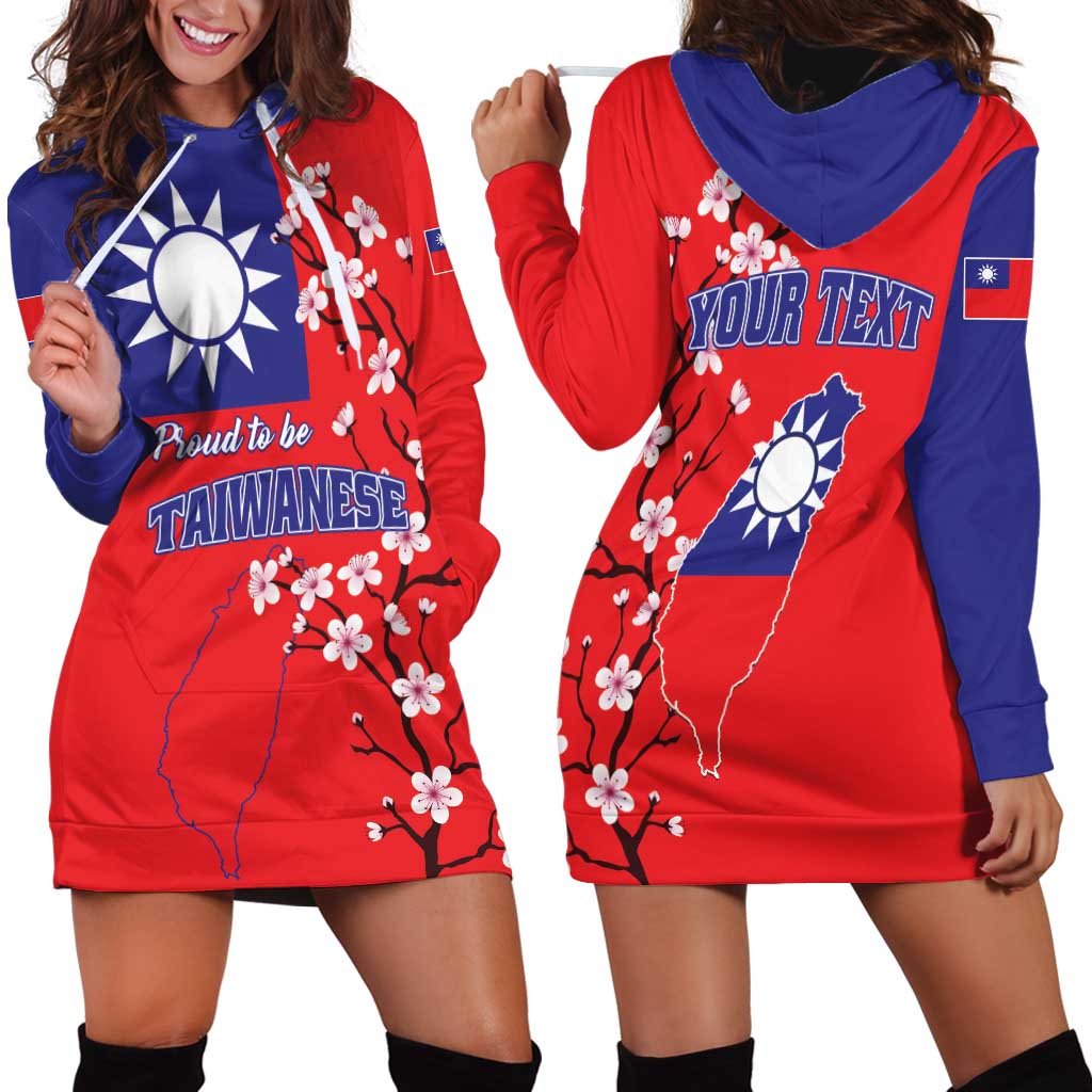 Personalized Proud To Be Taiwanese Hoodie Dress Flag Map Plum Blossom - Wonder Print Shop