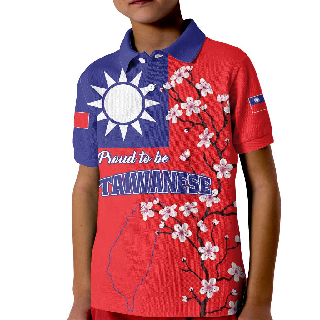 Personalized Proud To Be Taiwanese Kid Polo Shirt Flag Map Plum Blossom - Wonder Print Shop