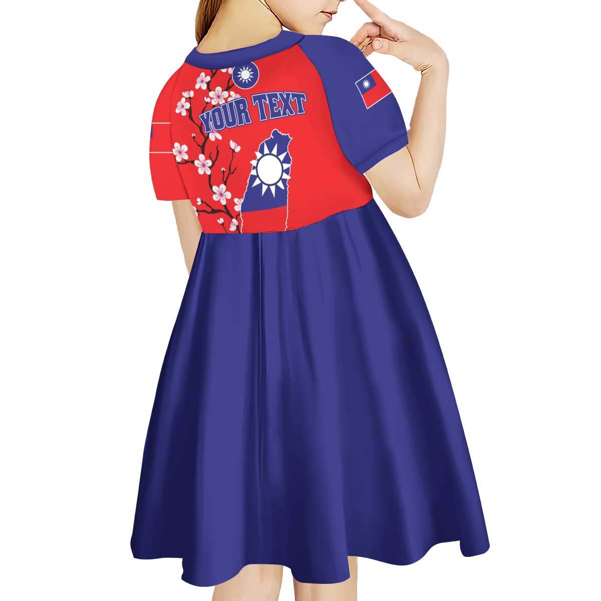 Personalized Proud To Be Taiwanese Kid Short Sleeve Dress Flag Map Plum Blossom - Wonder Print Shop