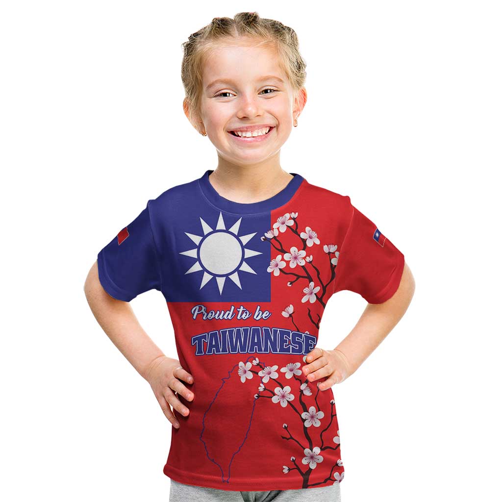 Personalized Proud To Be Taiwanese Kid T Shirt Flag Map Plum Blossom - Wonder Print Shop