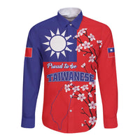 Personalized Proud To Be Taiwanese Long Sleeve Button Shirt Flag Map Plum Blossom - Wonder Print Shop