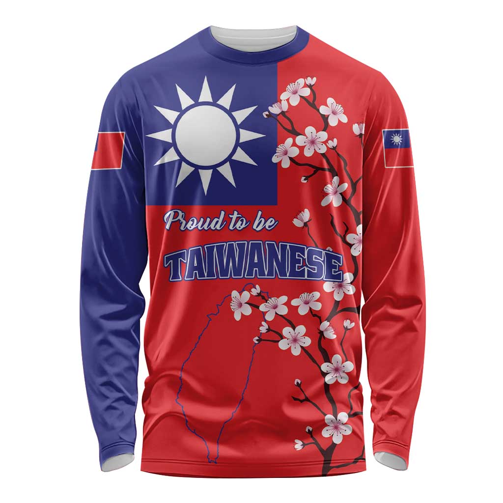 Personalized Proud To Be Taiwanese Long Sleeve Shirt Flag Map Plum Blossom - Wonder Print Shop