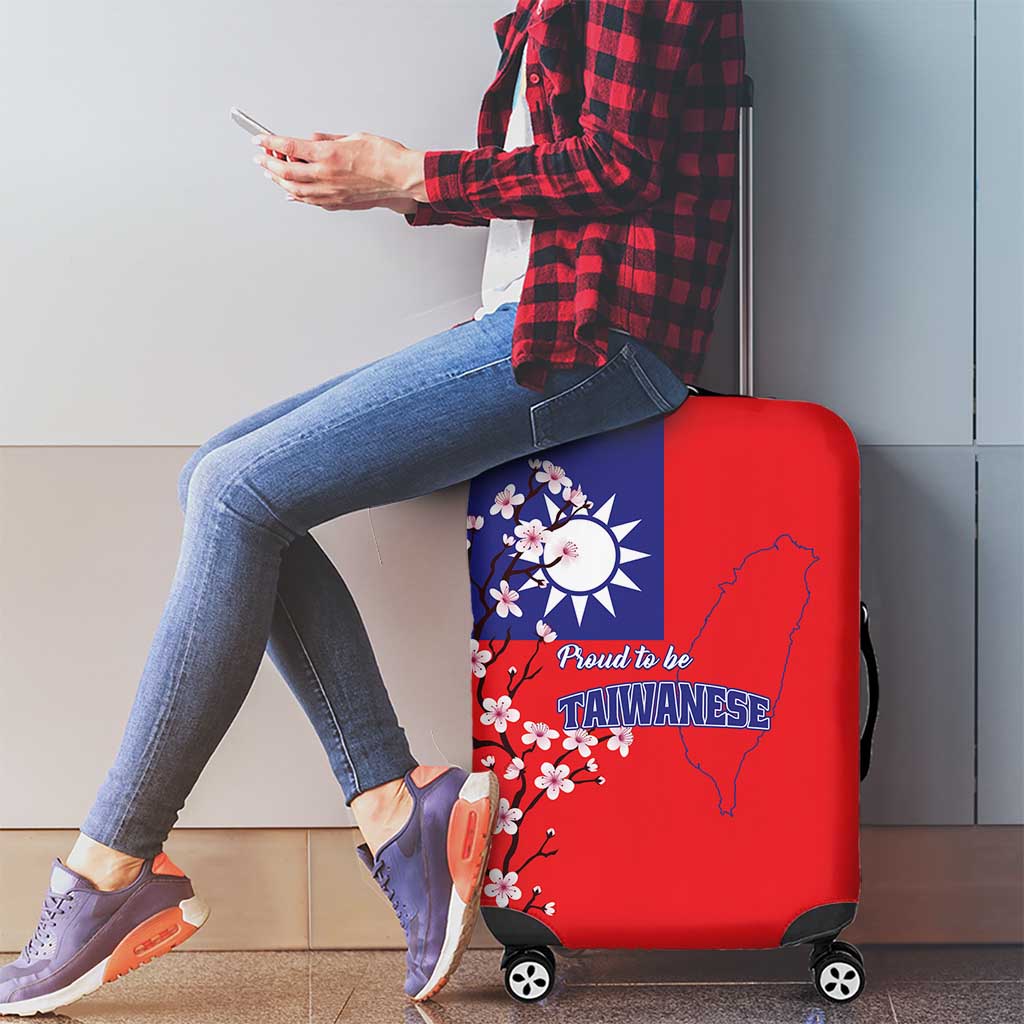 Personalized Proud To Be Taiwanese Luggage Cover Flag Map Plum Blossom - Wonder Print Shop