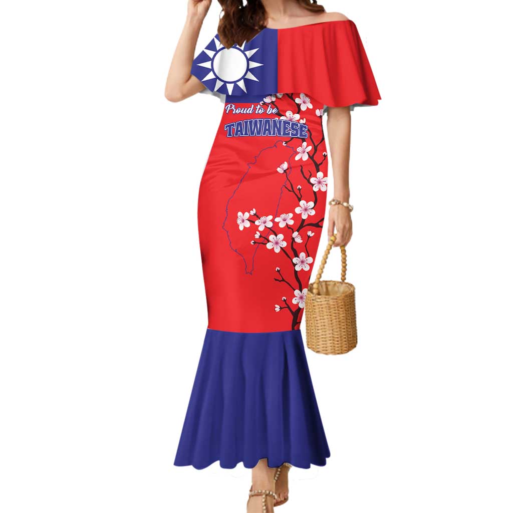Personalized Proud To Be Taiwanese Mermaid Dress Flag Map Plum Blossom - Wonder Print Shop