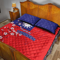 Personalized Proud To Be Taiwanese Quilt Bed Set Flag Map Plum Blossom - Wonder Print Shop