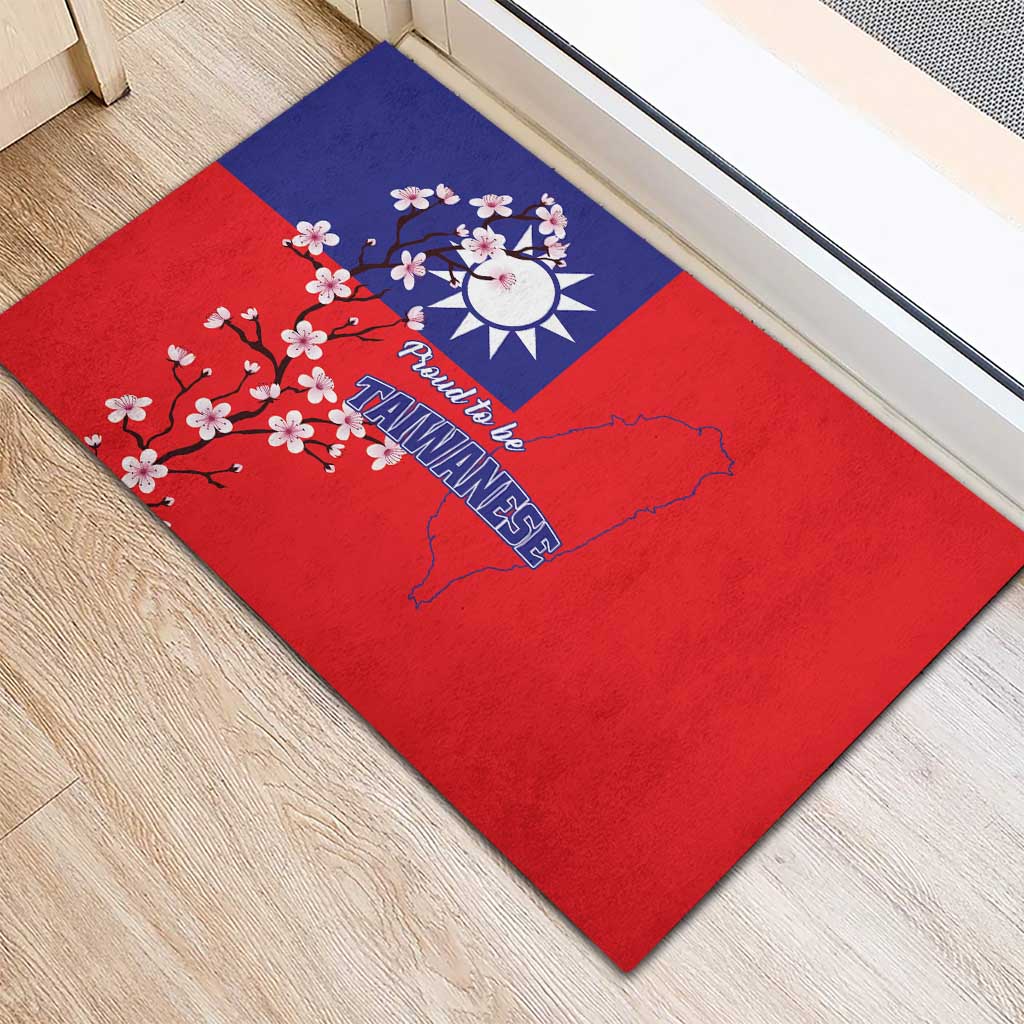 Personalized Proud To Be Taiwanese Rubber Doormat Flag Map Plum Blossom - Wonder Print Shop