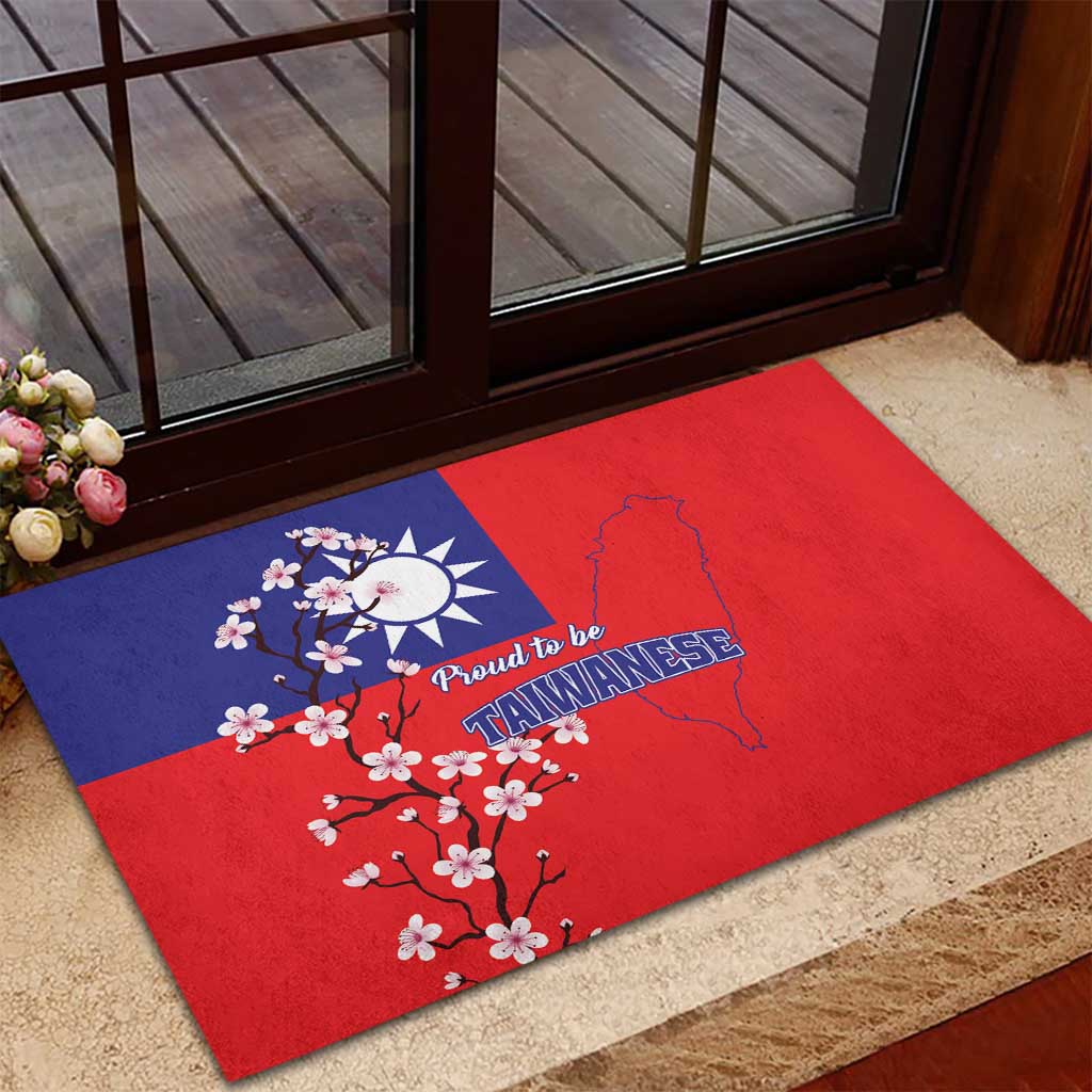 Personalized Proud To Be Taiwanese Rubber Doormat Flag Map Plum Blossom - Wonder Print Shop