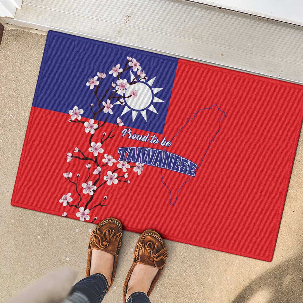Personalized Proud To Be Taiwanese Rubber Doormat Flag Map Plum Blossom - Wonder Print Shop