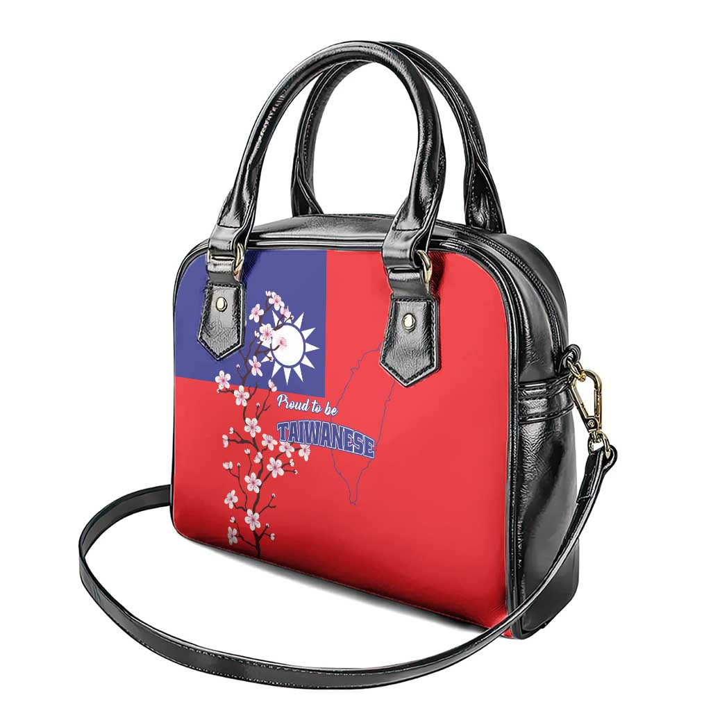 Personalized Proud To Be Taiwanese Shoulder Handbag Flag Map Plum Blossom