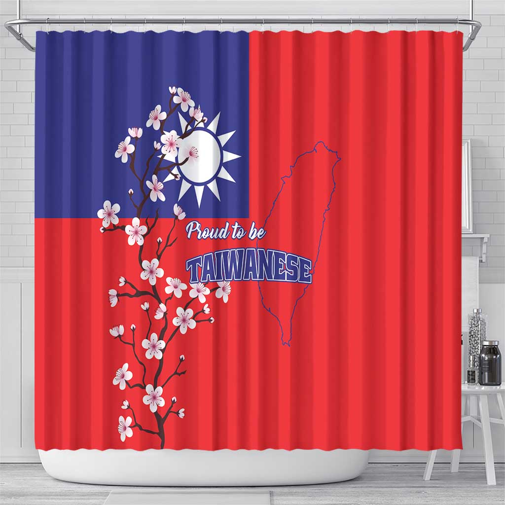Personalized Proud To Be Taiwanese Shower Curtain Flag Map Plum Blossom
