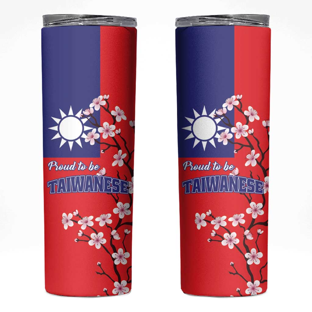 Proud To Be Taiwanese Skinny Tumbler Flag Map Plum Blossom - Wonder Print Shop