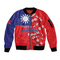 Personalized Proud To Be Taiwanese Sleeve Zip Bomber Jacket Flag Map Plum Blossom - Wonder Print Shop