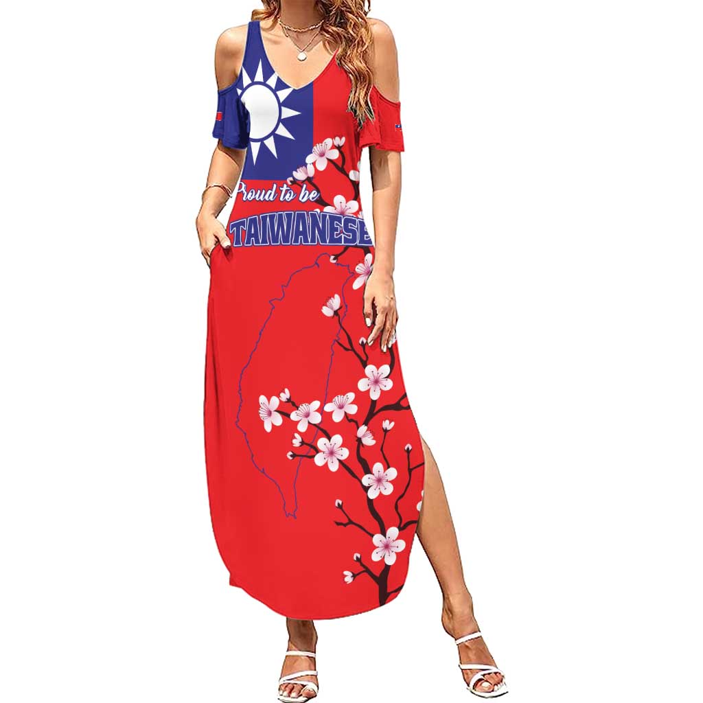Personalized Proud To Be Taiwanese Summer Maxi Dress Flag Map Plum Blossom - Wonder Print Shop
