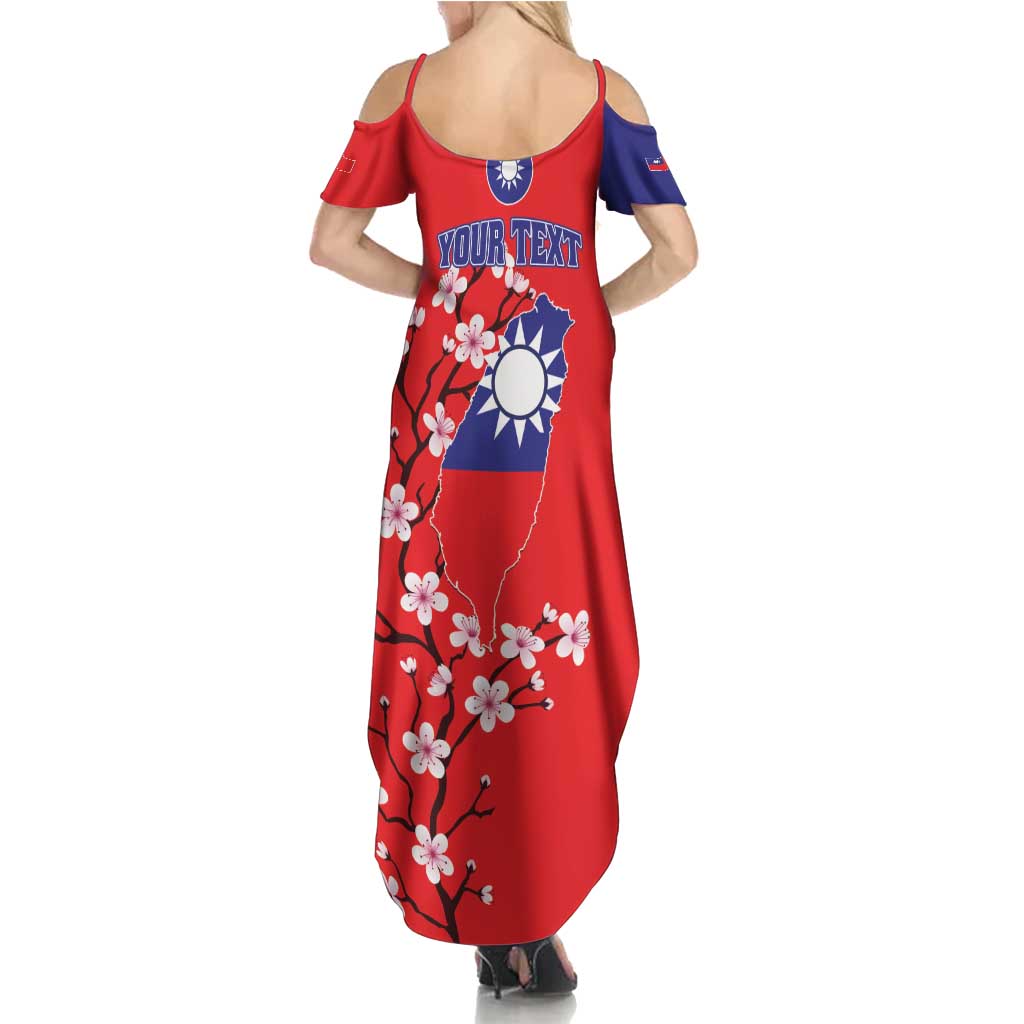 Personalized Proud To Be Taiwanese Summer Maxi Dress Flag Map Plum Blossom - Wonder Print Shop