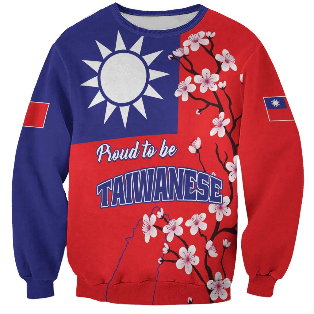 Personalized Proud To Be Taiwanese Sweatshirt Flag Map Plum Blossom - Wonder Print Shop