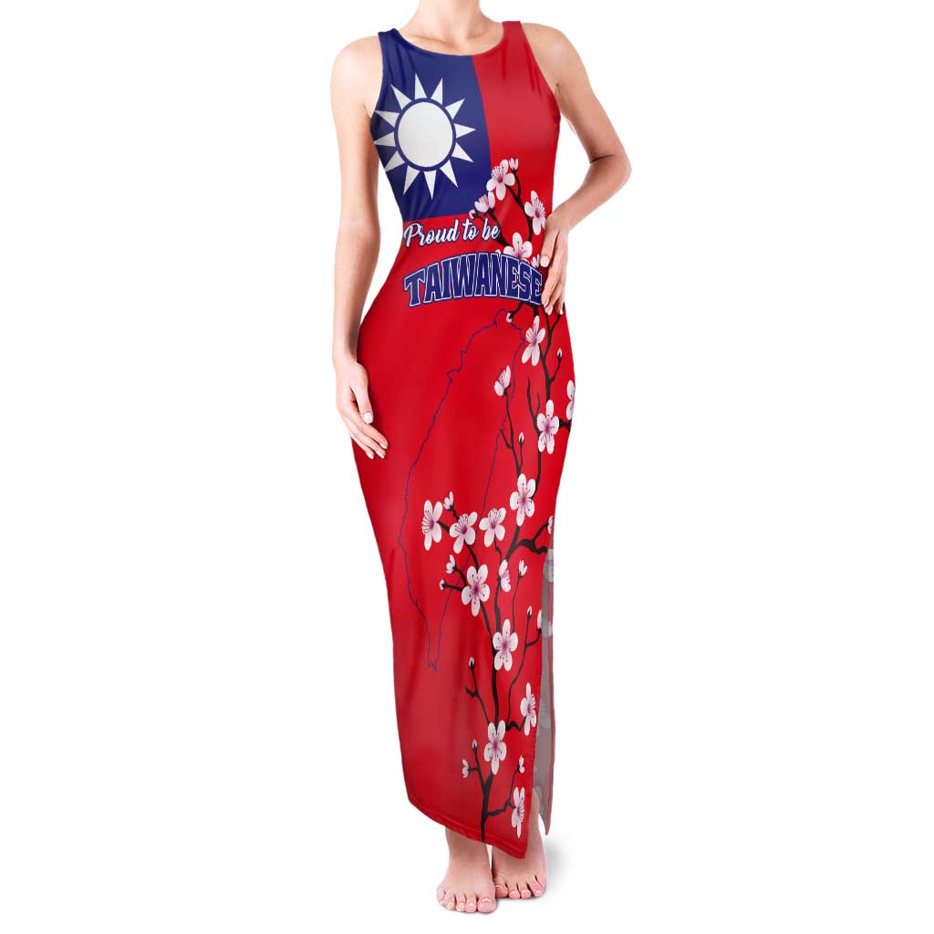 Personalized Proud To Be Taiwanese Tank Maxi Dress Flag Map Plum Blossom - Wonder Print Shop