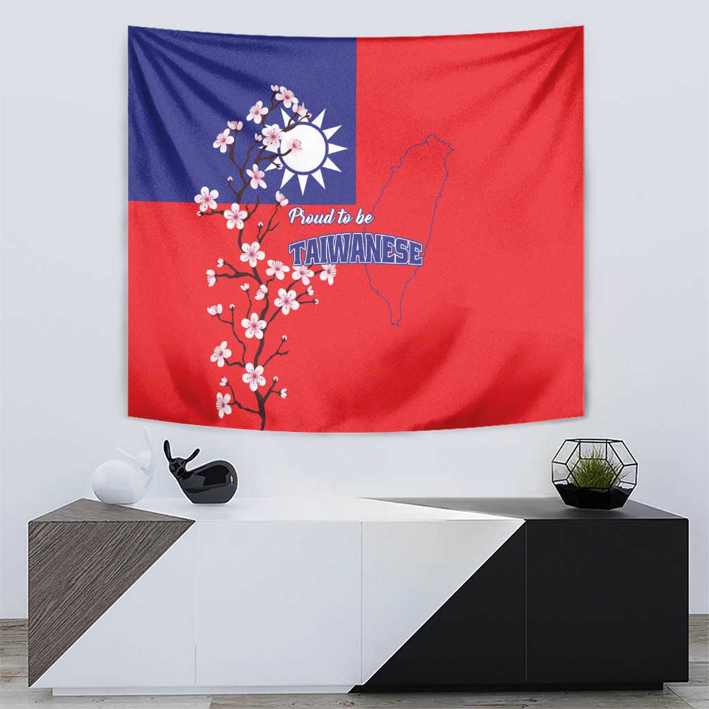 Personalized Proud To Be Taiwanese Tapestry Flag Map Plum Blossom - Wonder Print Shop