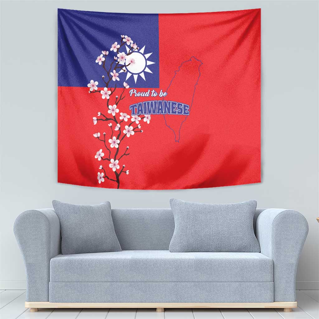 Personalized Proud To Be Taiwanese Tapestry Flag Map Plum Blossom - Wonder Print Shop