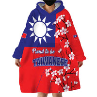Personalized Proud To Be Taiwanese Wearable Blanket Hoodie Flag Map Plum Blossom - Wonder Print Shop