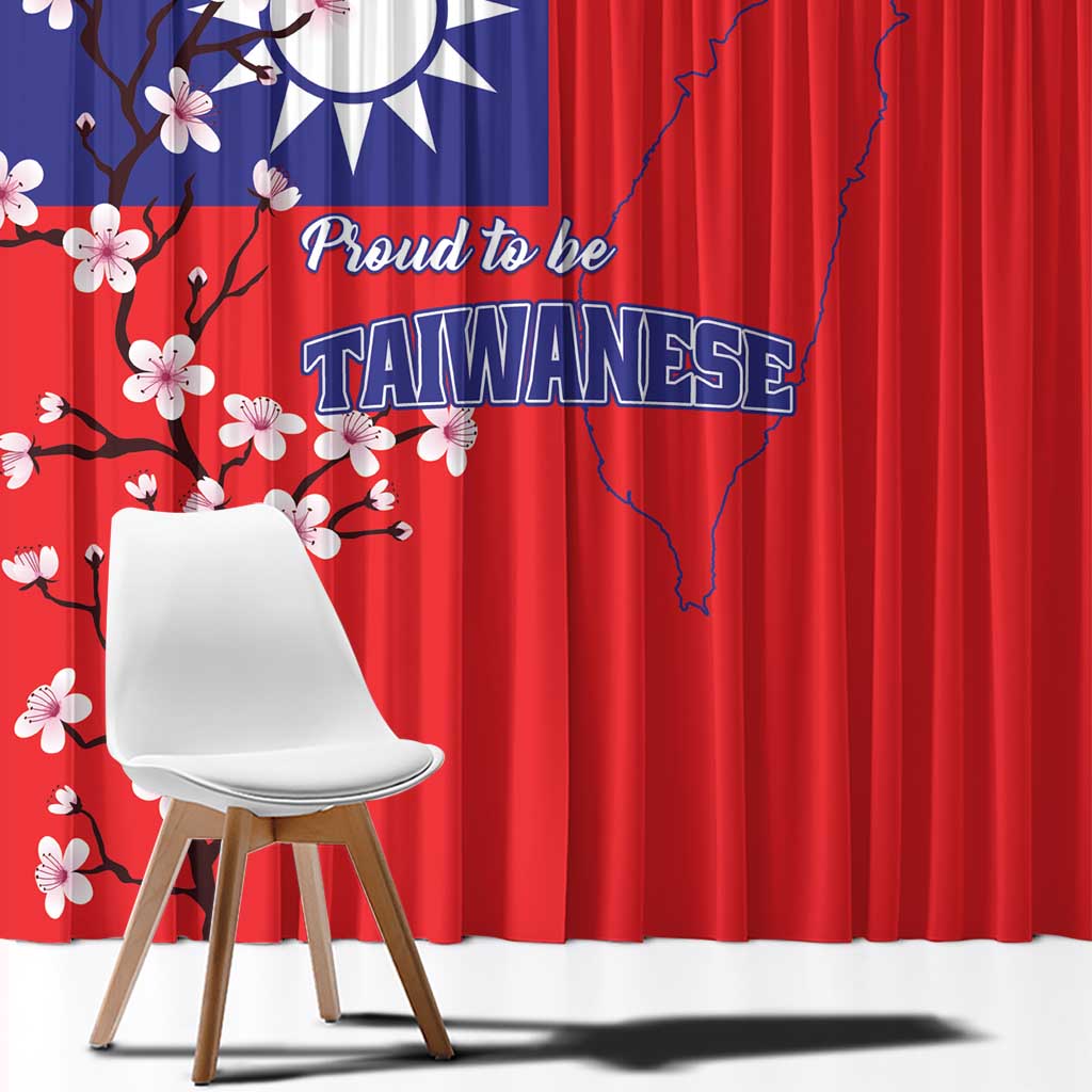 Personalized Proud To Be Taiwanese Window Curtain Flag Map Plum Blossom - Wonder Print Shop
