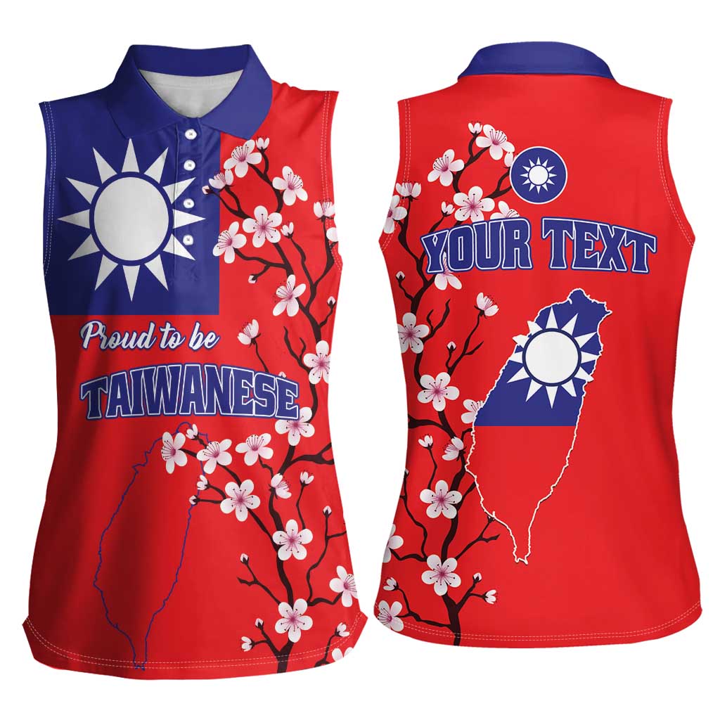 Personalized Proud To Be Taiwanese Women Sleeveless Polo Shirt Flag Map Plum Blossom - Wonder Print Shop