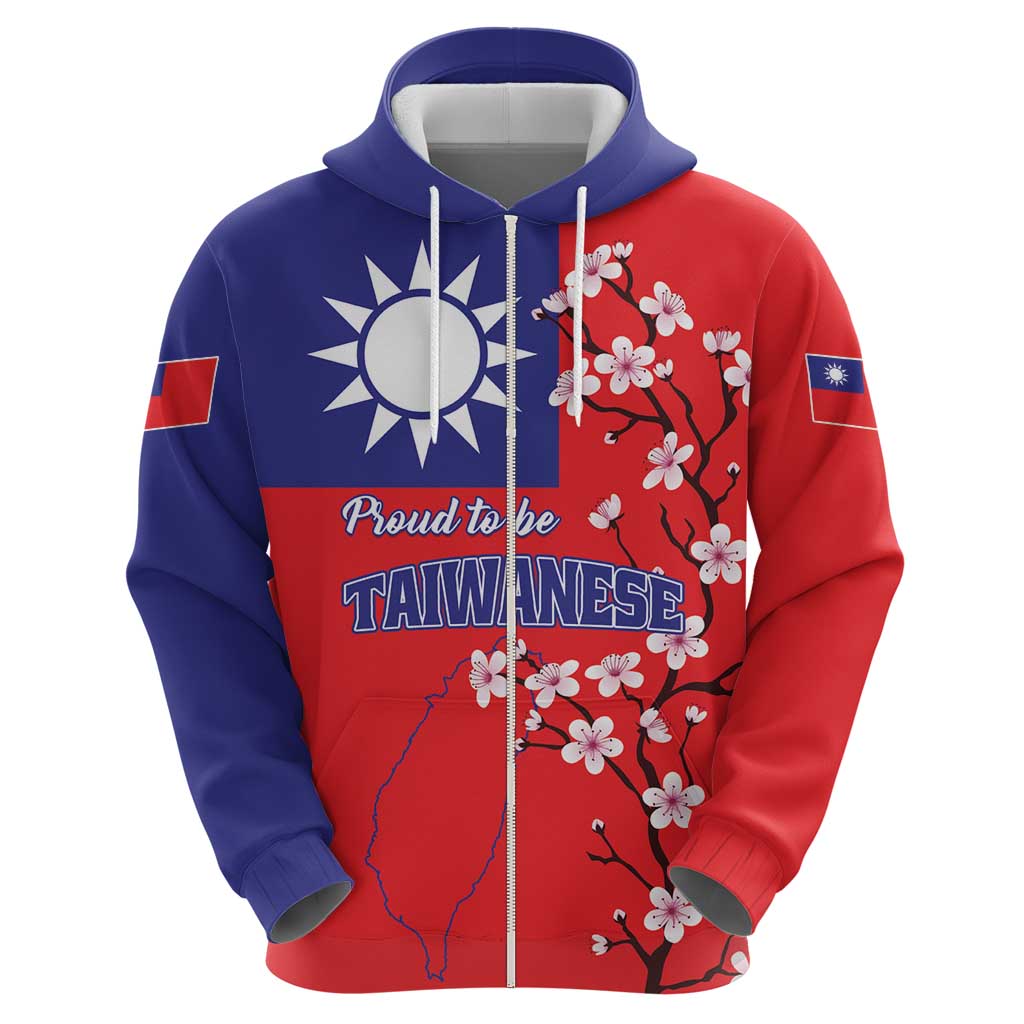 Personalized Proud To Be Taiwanese Zip Hoodie Flag Map Plum Blossom - Wonder Print Shop