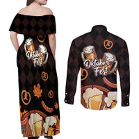 Oktoberfest German Beer Festival Celebration Couples Matching Off Shoulder Maxi Dress and Long Sleeve Button Shirt - Wonder Print Shop