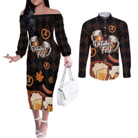 Oktoberfest German Beer Festival Celebration Couples Matching Off The Shoulder Long Sleeve Dress and Long Sleeve Button Shirt - Wonder Print Shop