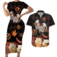 Oktoberfest German Beer Festival Celebration Couples Matching Short Sleeve Bodycon Dress and Hawaiian Shirt - Wonder Print Shop