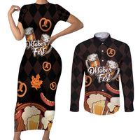 Oktoberfest German Beer Festival Celebration Couples Matching Short Sleeve Bodycon Dress and Long Sleeve Button Shirt - Wonder Print Shop