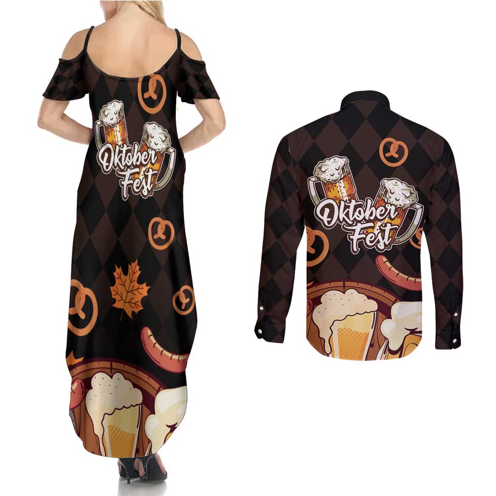 Oktoberfest German Beer Festival Celebration Couples Matching Summer Maxi Dress and Long Sleeve Button Shirt - Wonder Print Shop
