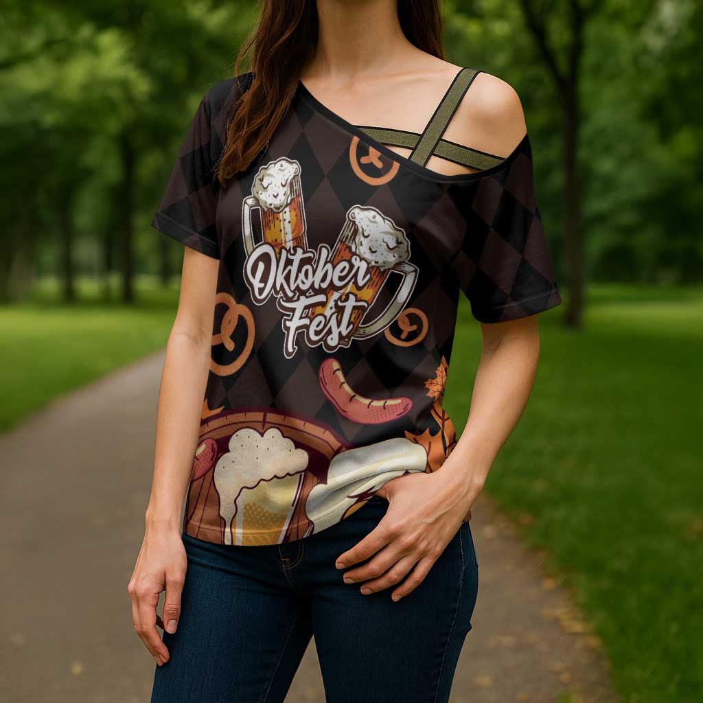 Oktoberfest German Beer Festival Celebration Cross Shoulder Shirt - Wonder Print Shop