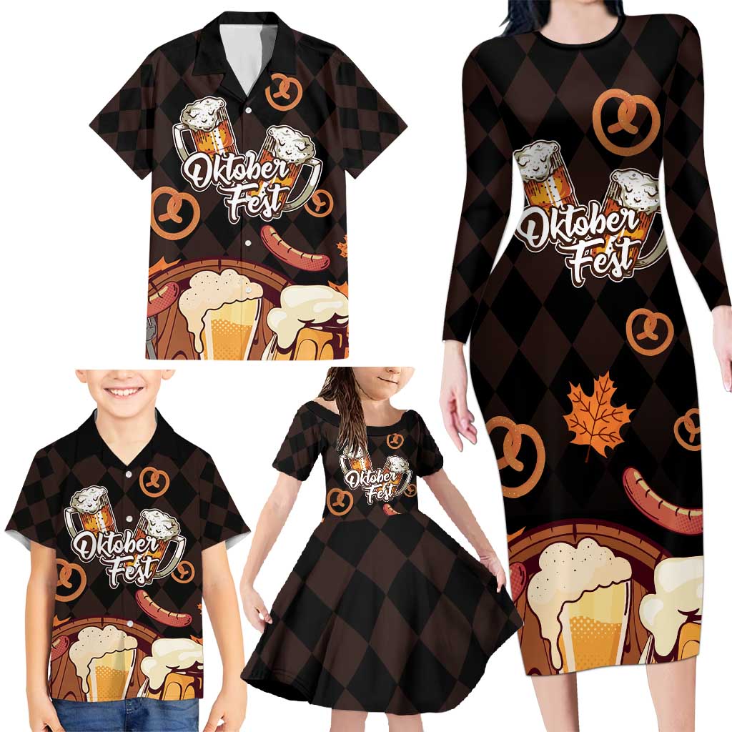 Oktoberfest German Beer Festival Celebration Family Matching Long Sleeve Bodycon Dress and Hawaiian Shirt - Wonder Print Shop