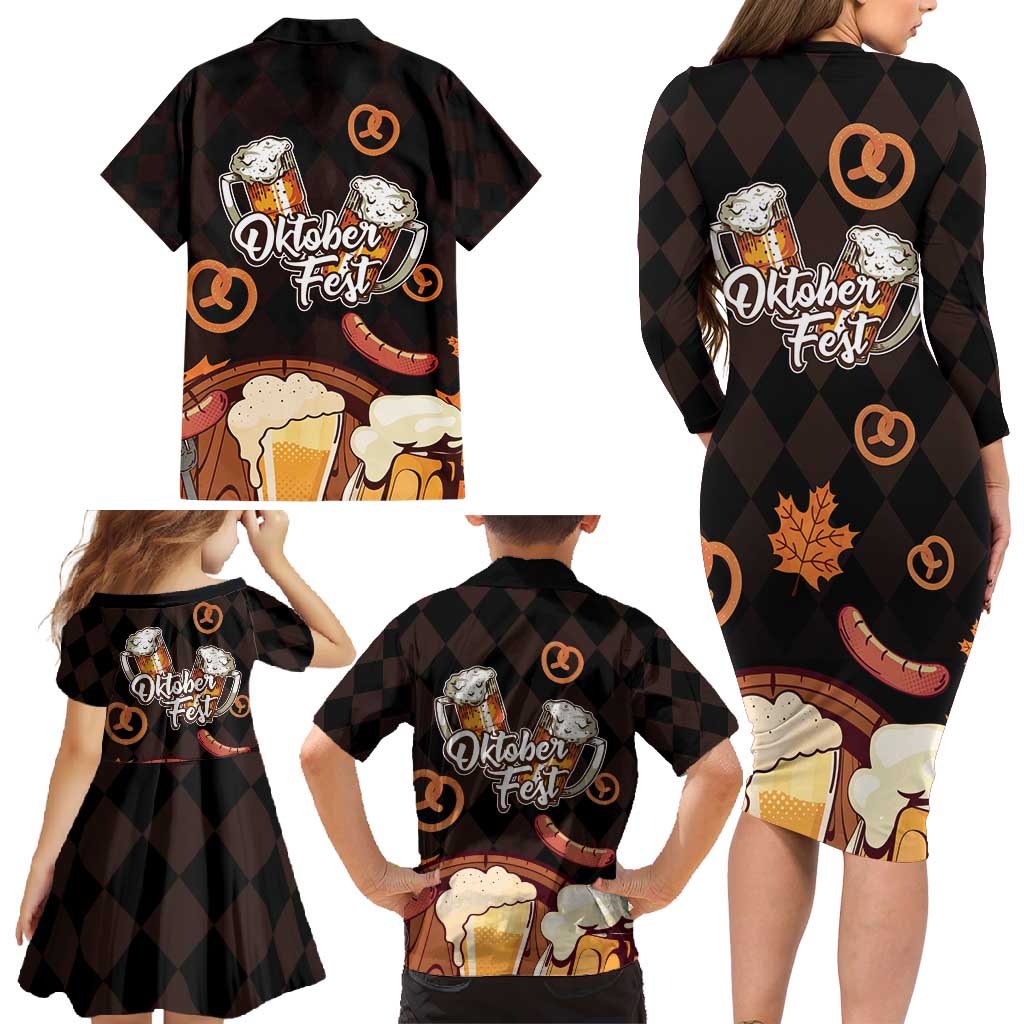 Oktoberfest German Beer Festival Celebration Family Matching Long Sleeve Bodycon Dress and Hawaiian Shirt - Wonder Print Shop