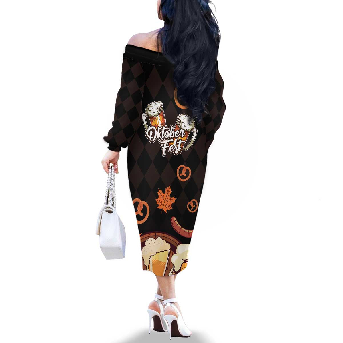 Oktoberfest German Beer Festival Celebration Family Matching Off The Shoulder Long Sleeve Dress and Hawaiian Shirt - Wonder Print Shop