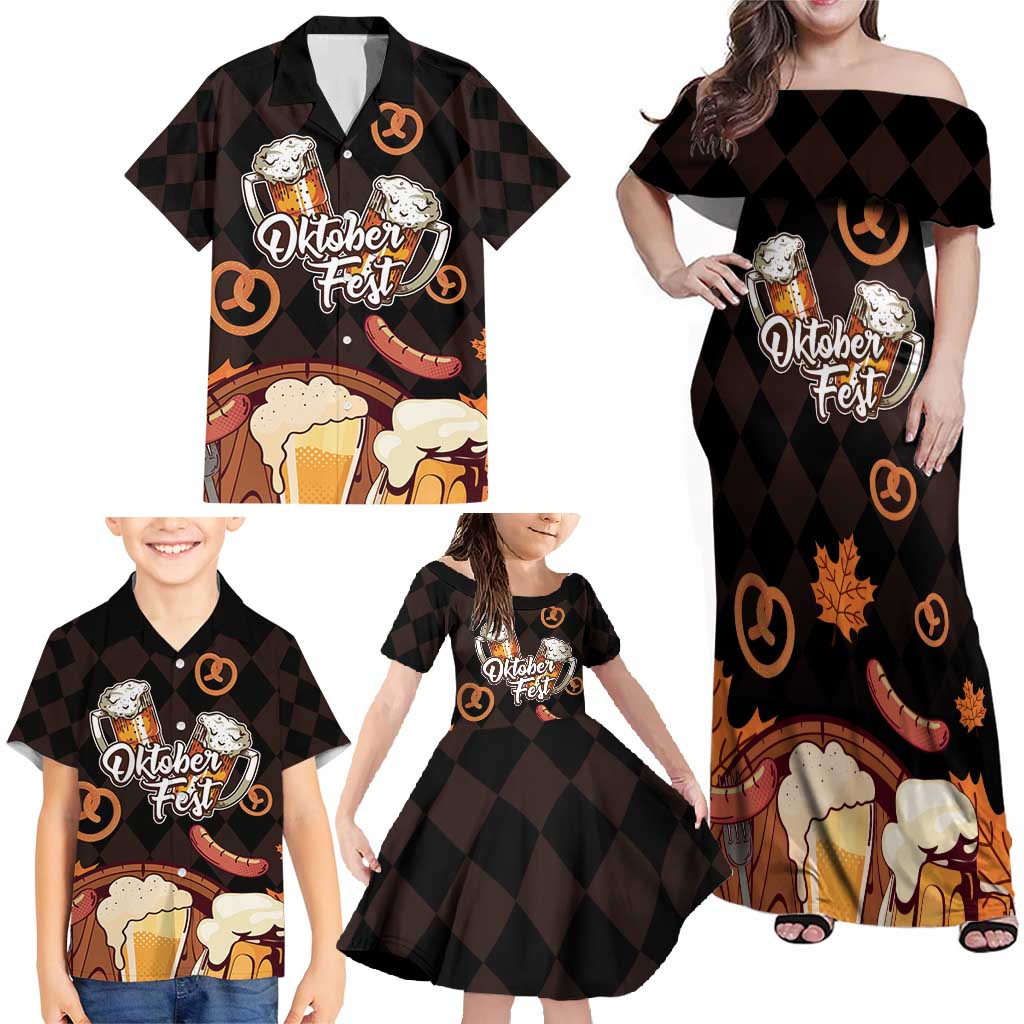 Oktoberfest German Beer Festival Celebration Family Matching Off Shoulder Maxi Dress and Hawaiian Shirt - Wonder Print Shop