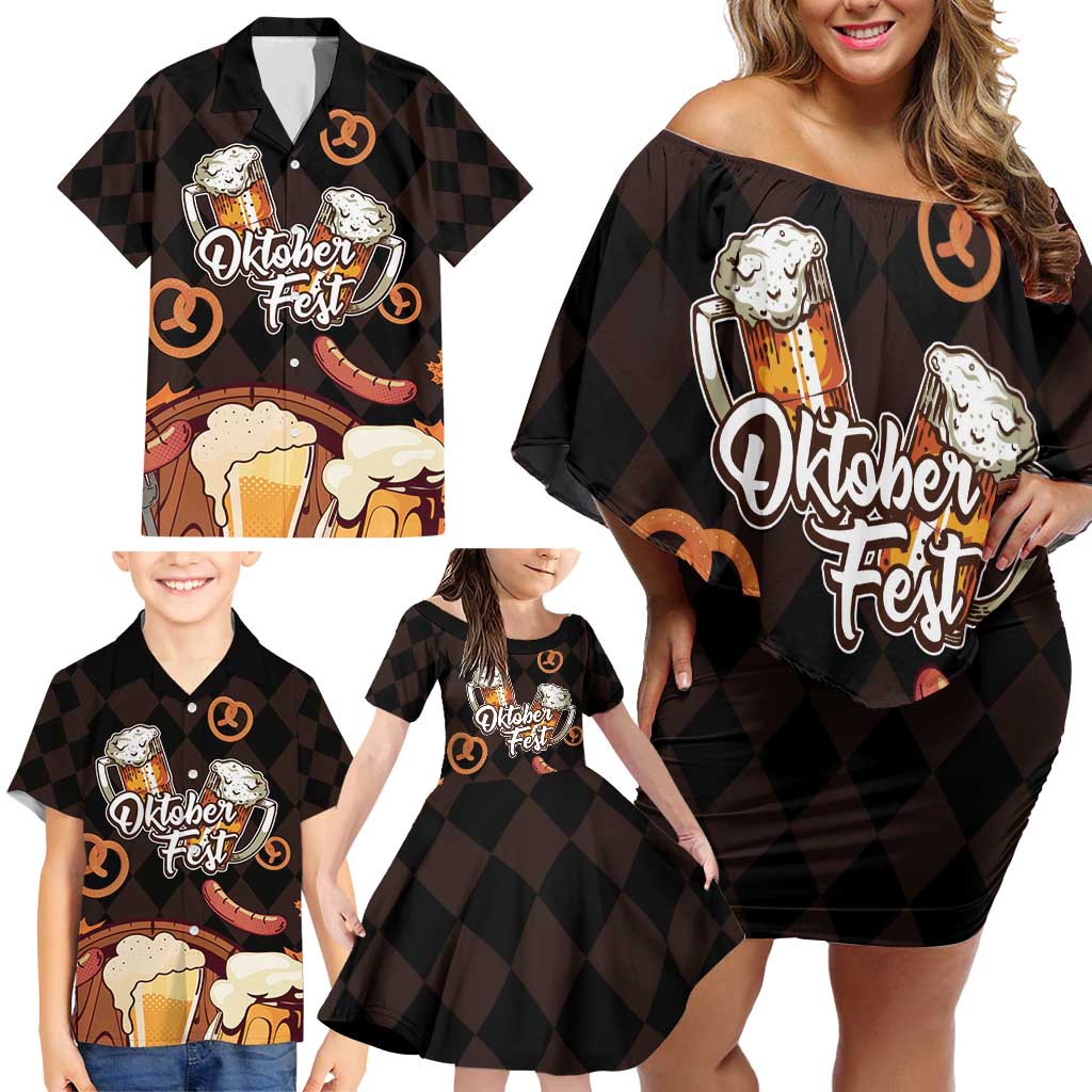 Oktoberfest German Beer Festival Celebration Family Matching Off Shoulder Short Dress and Hawaiian Shirt - Wonder Print Shop