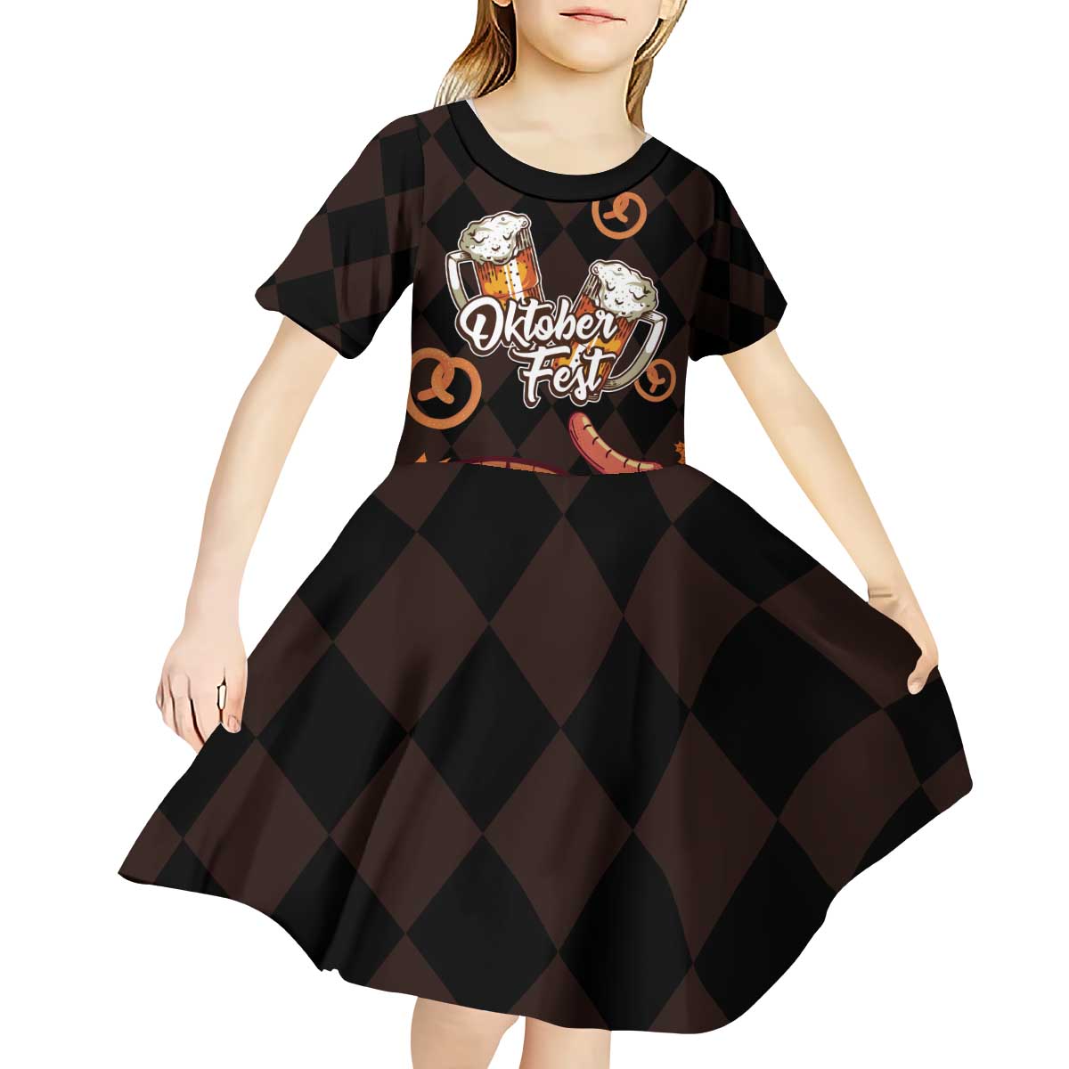 Oktoberfest German Beer Festival Celebration Kid Short Sleeve Dress - Wonder Print Shop