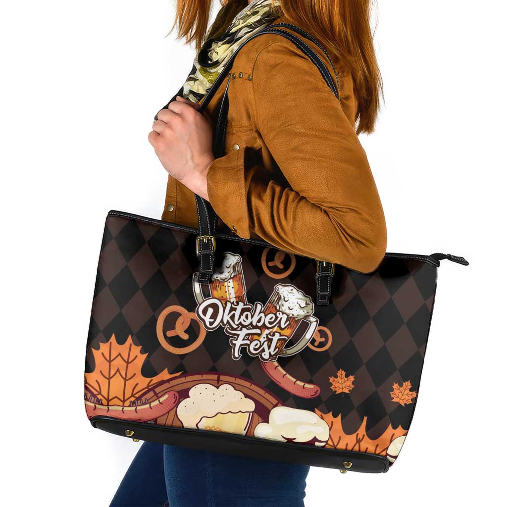 Oktoberfest German Beer Festival Celebration Leather Tote Bag - Wonder Print Shop